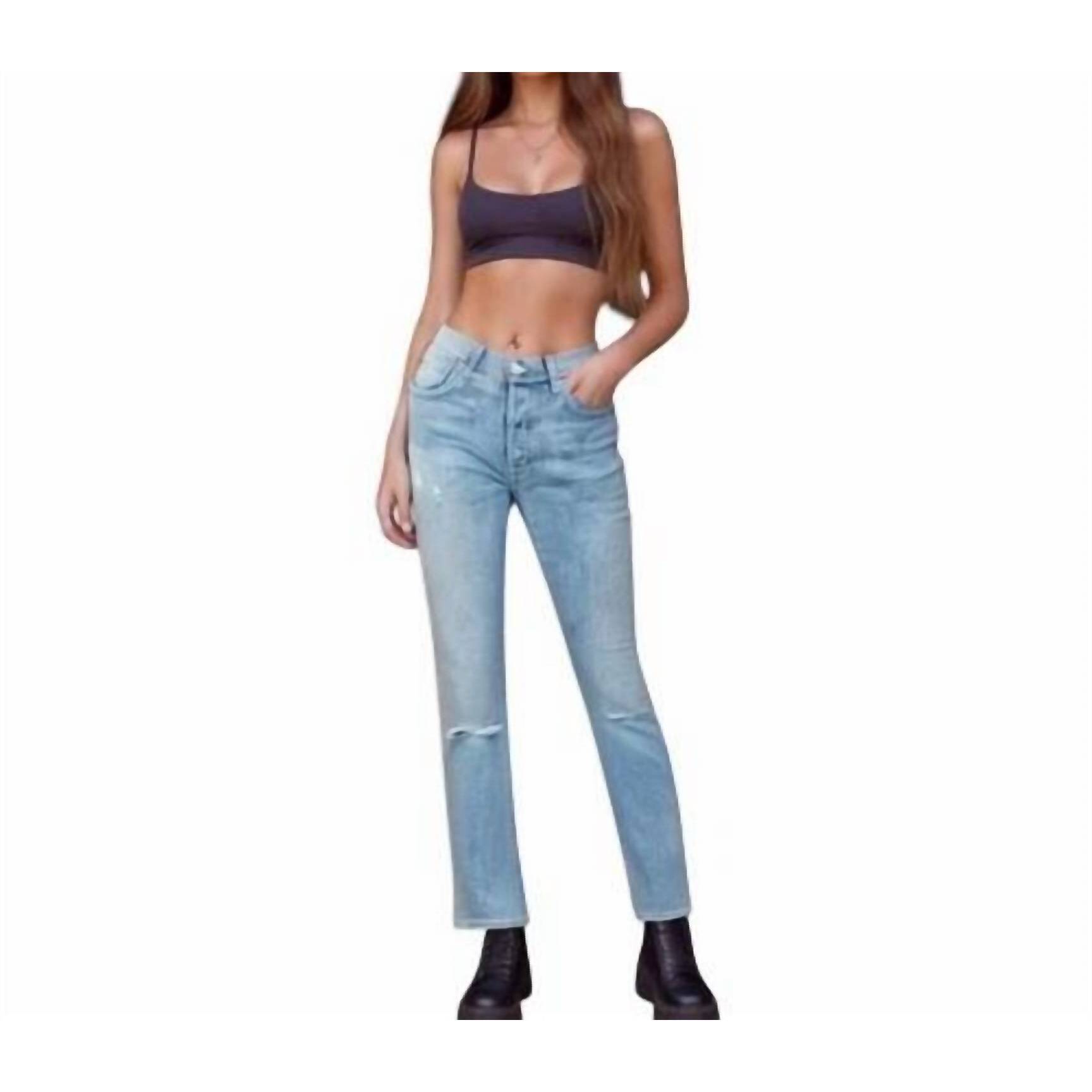 New Daily Blue Hype Classic Cropped Jean In Dust